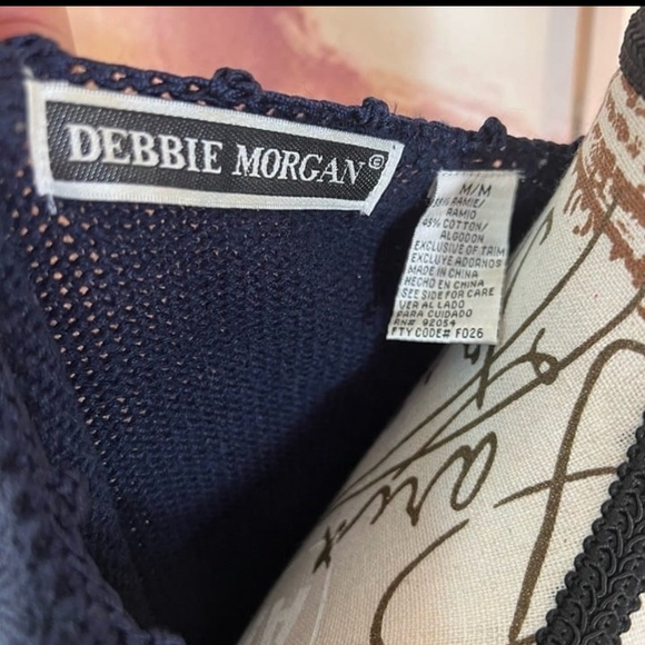 Vintage Debbie Morgan Medium Knit Embroidered Stitch Bow Sweater Woman's Medium - Picture 6 of 6